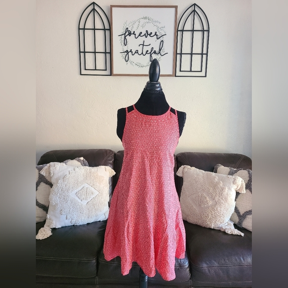 Toad&Co Women's Windsong Strappy Dress With Pockets Guava Diamond Print Size S - Picture 2 of 12